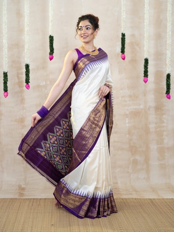 Violet Kanchi Zari Pochampally Pure Silk Saree