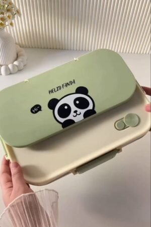 Cute Panda Print Bento Lunch Box with Secure Lock