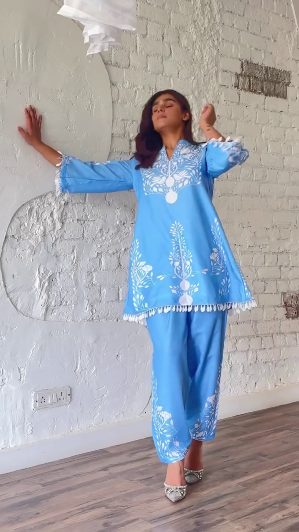 New Designer Embroidery Work Party Wear Top Bottom Set