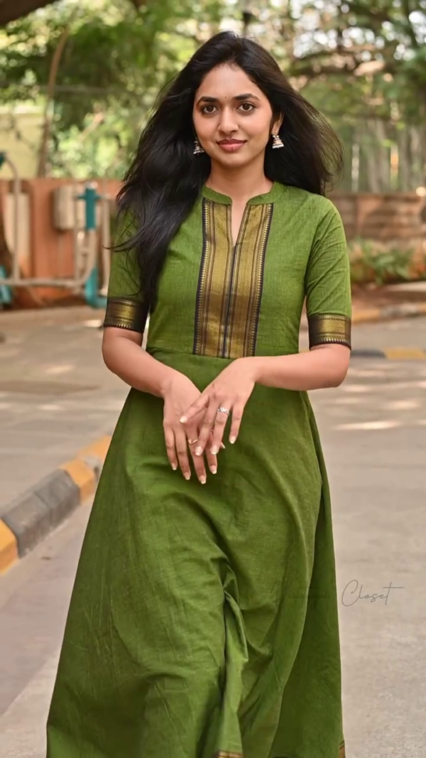 Lace inserts Detail Pure Cotton Midi Ethnic Dress