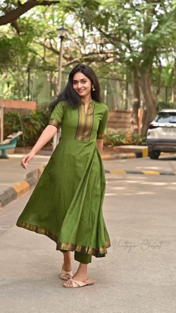 Lace inserts Detail Pure Cotton Midi Ethnic Dress - Image 2