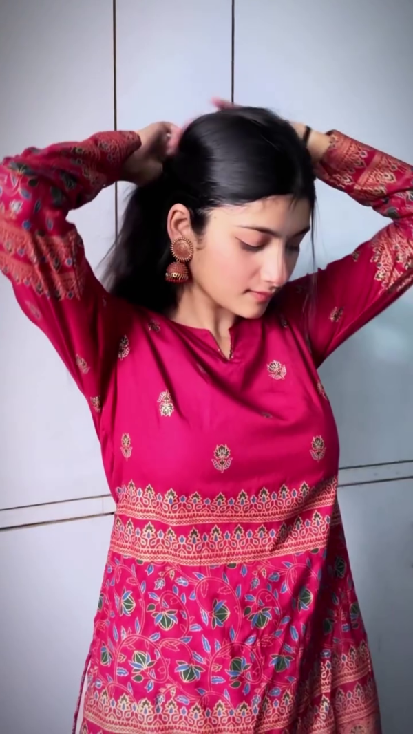 Women Plus size Floral Embroidered Kurta with Trouser & With Dupatta - Image 4