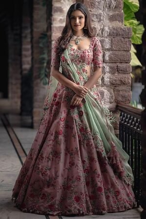Rose Pink Embellished Lehenga Set