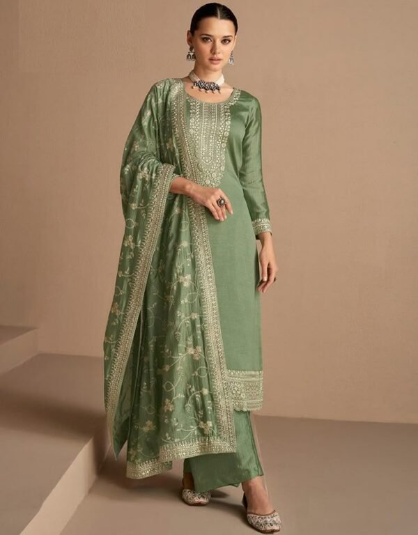 Latest heavy indian suits Green