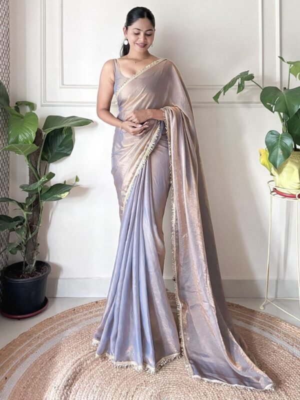 Embellished Sequinned lace Tissue Saree