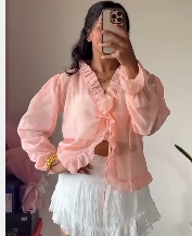 Ruffled Wrap Chiffon Blouse