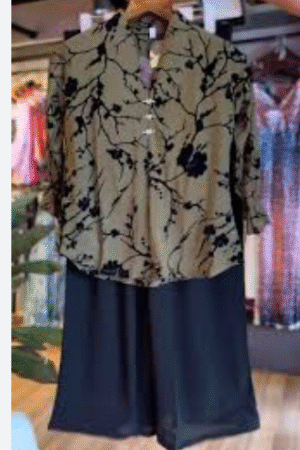 Floral Print Blouse and Pants Set