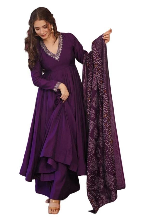 Women Embroidered ANARKALI Kurta with Pants & Dupatta