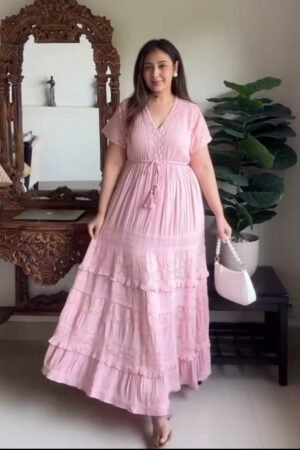 Blush Breeze: Tiered Cotton Maxi Dress
