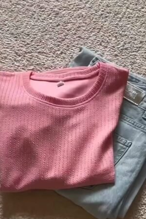 Pink Top and Light Blue Jeans Set