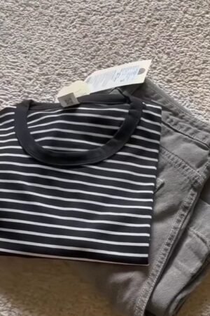 Striped Top and Grey Jeans Set