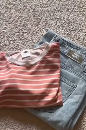 Striped Top and Light Blue Jeans Set