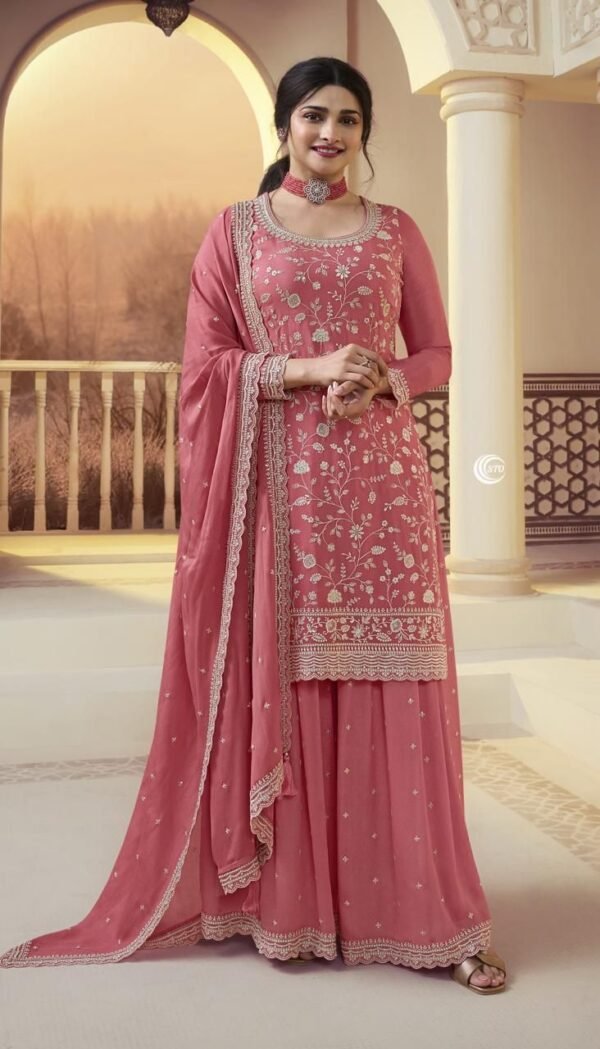 Women Embroidery With Codding Work with Dupatta Sharara Set