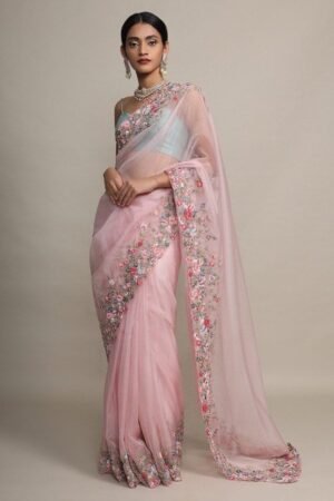 Embroidered Bollywood Net Saree