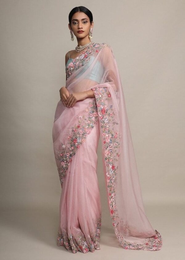 Embroidered Bollywood Net Saree