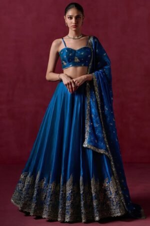 Royal Look Blue Color Mirror Work Lehenga Choli