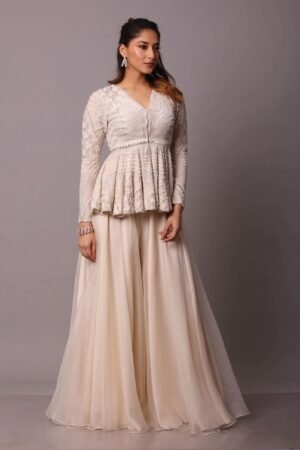 Embroidered Top And Palazzos Ethnic Co-Ords