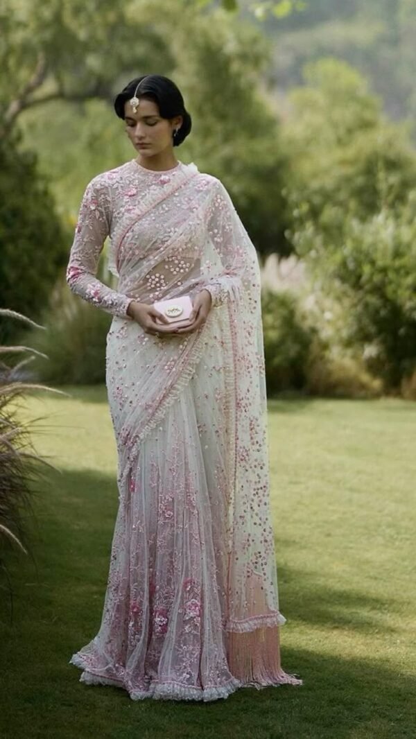 Embellished Sequinned Net Saree