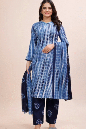 Blue Tie-Dye Kurta Set with Dupatta