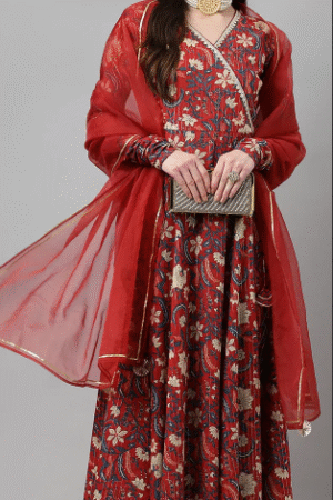 Maroon Floral Printed Kurta Set