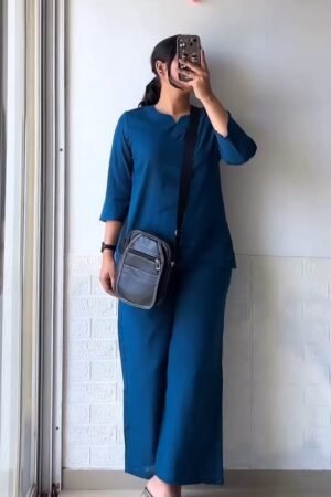 Teal Blue Co-Ord Set with Minimalist Design