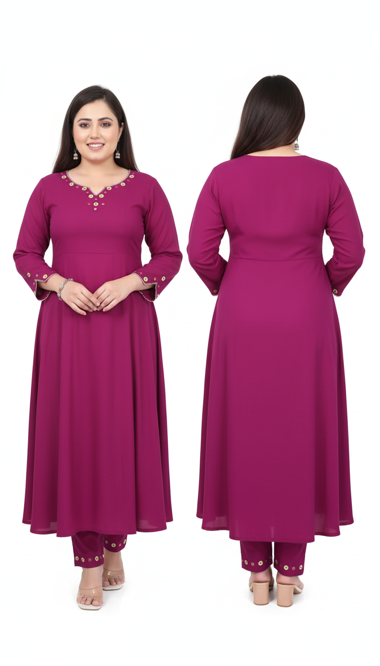 Women Embellished Georgette Anarkali Kurta (Pink) – An Epitome of Grace & Elegance