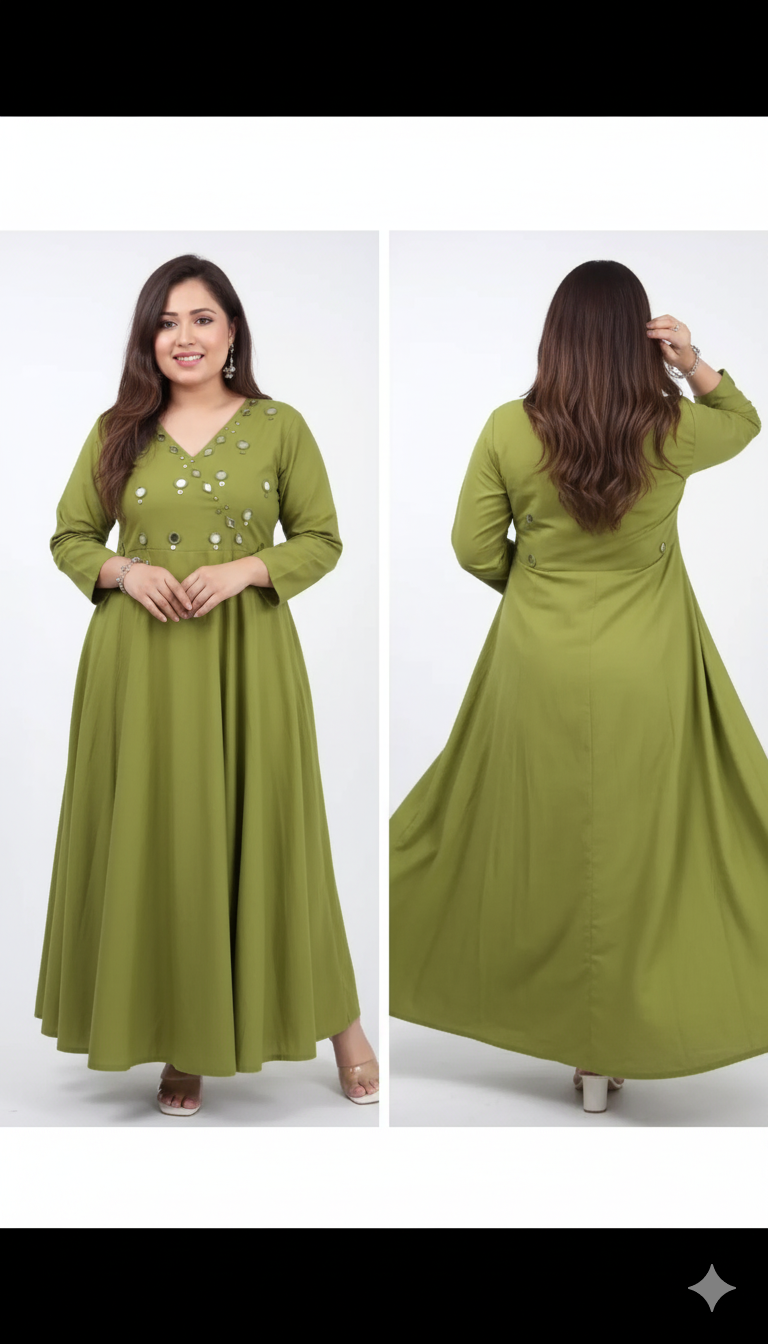 Enchanting Mirror Work Anarkali – A Play of Colors & Grace