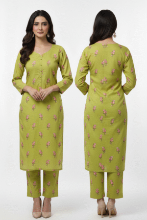 Floral Print Straight Kurta Set – Elegant & Comfortable Ethnic Wear for Women