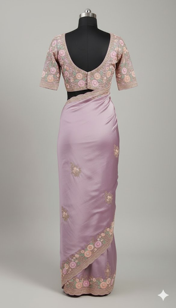 Embroidered Art Silk Saree in Purple – A Regal Expression of Elegance - Image 3