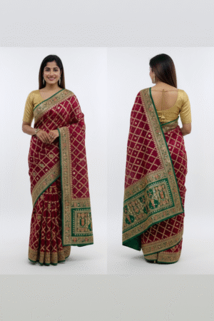 Geometric Print Silk Saree – Modern Elegance Meets Timeless Tradition
