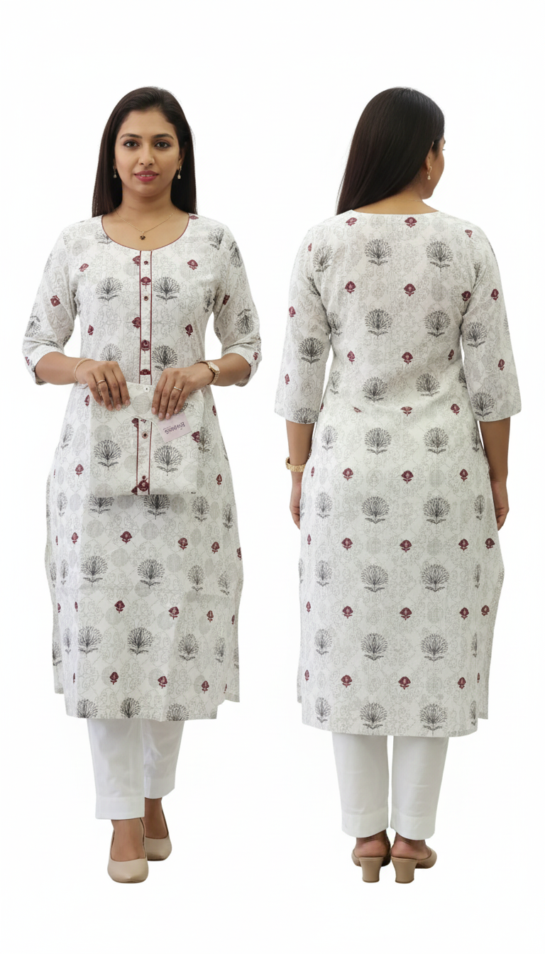 Women’s Block Print A-Line Kurta – Ethnic Elegance Meets Modern Comfort