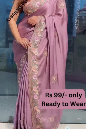 Embroidered Art Silk Saree in Purple – A Regal Expression of Elegance