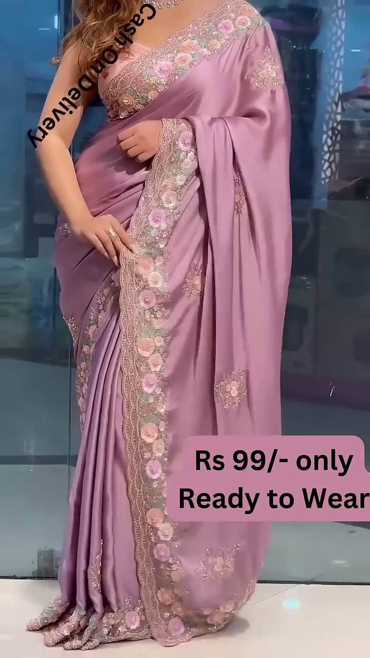 Embroidered Art Silk Saree in Purple – A Regal Expression of Elegance