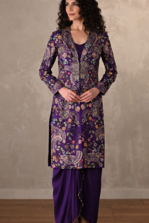 Elegant Purple Kashmiri Embroidered Kurta Set
