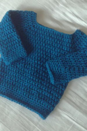 Handcrafted Blue Crochet Baby Sweater