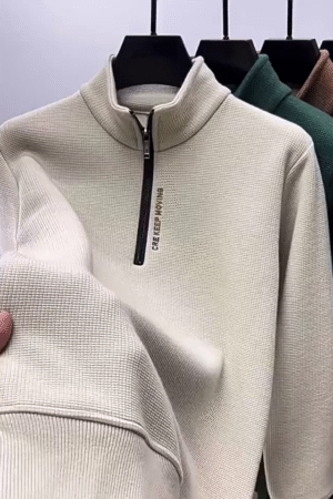 Men’s Soft Wool Knit Half-Zip Funnel Neck Jumper – Chunky Comfort with Timeless Style