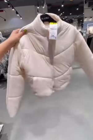 Minimalist Cream Puffer Jacket