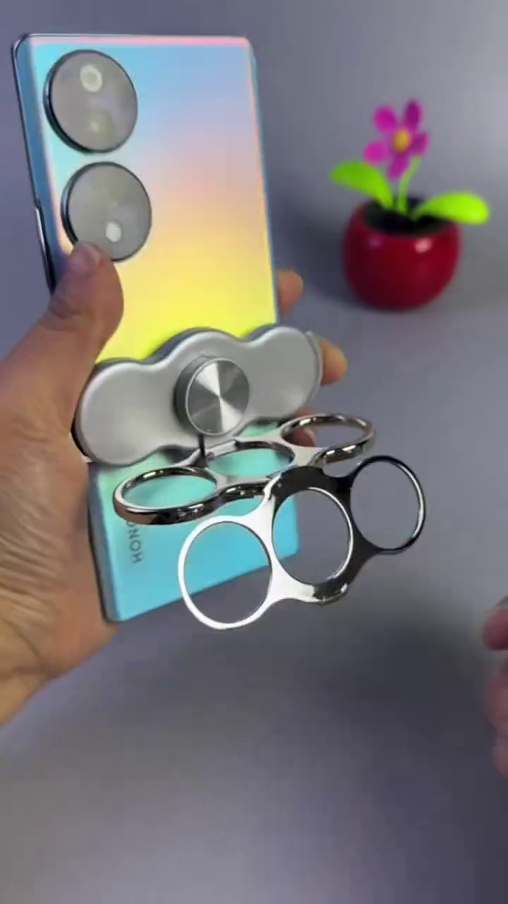 Metal Finger Grip Phone Holder with Spinner Stand