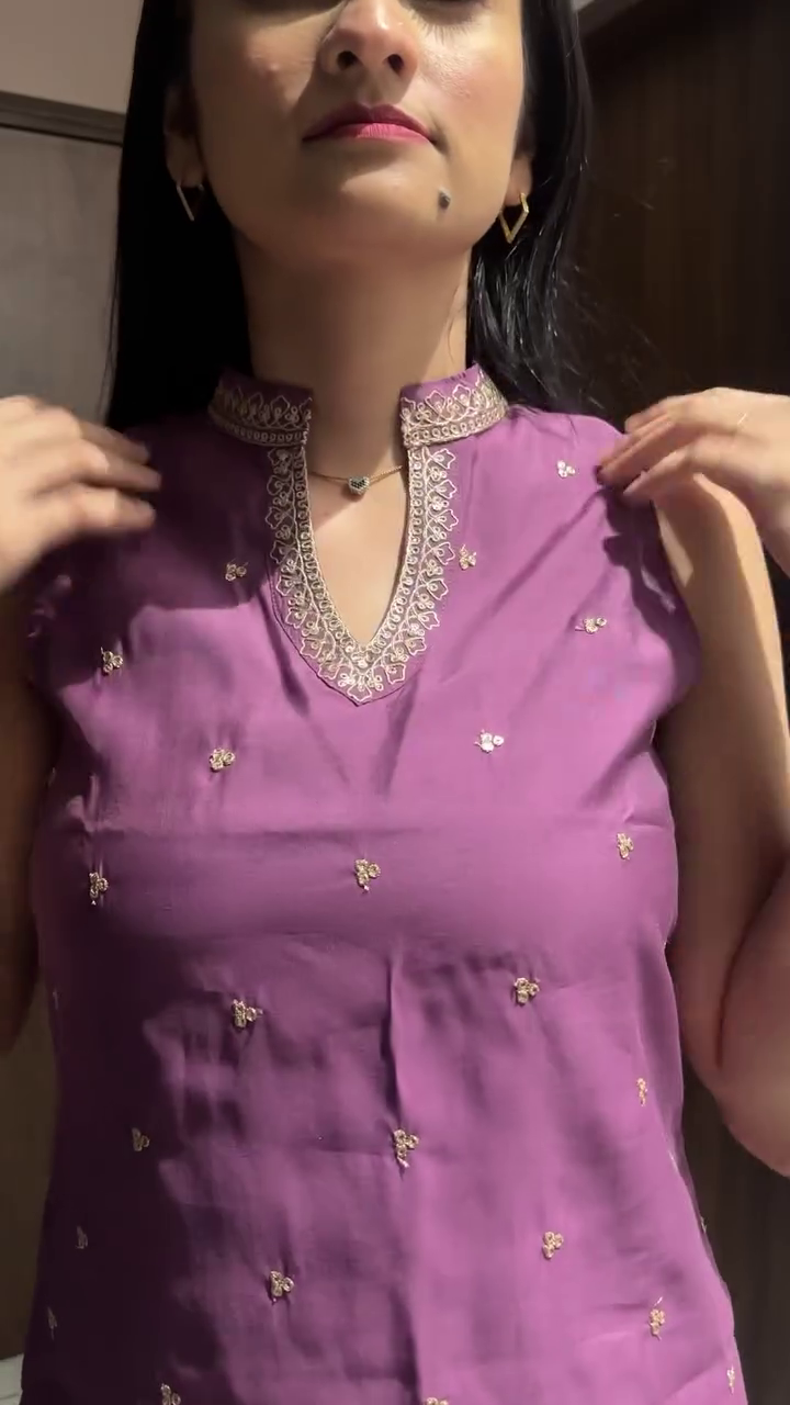 Lavender Organza Kurta Set with Pants - Image 2