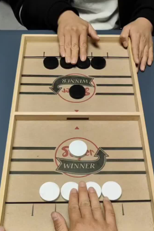 Fast Sling Puck Game – Wooden Tabletop Hockey Board Game