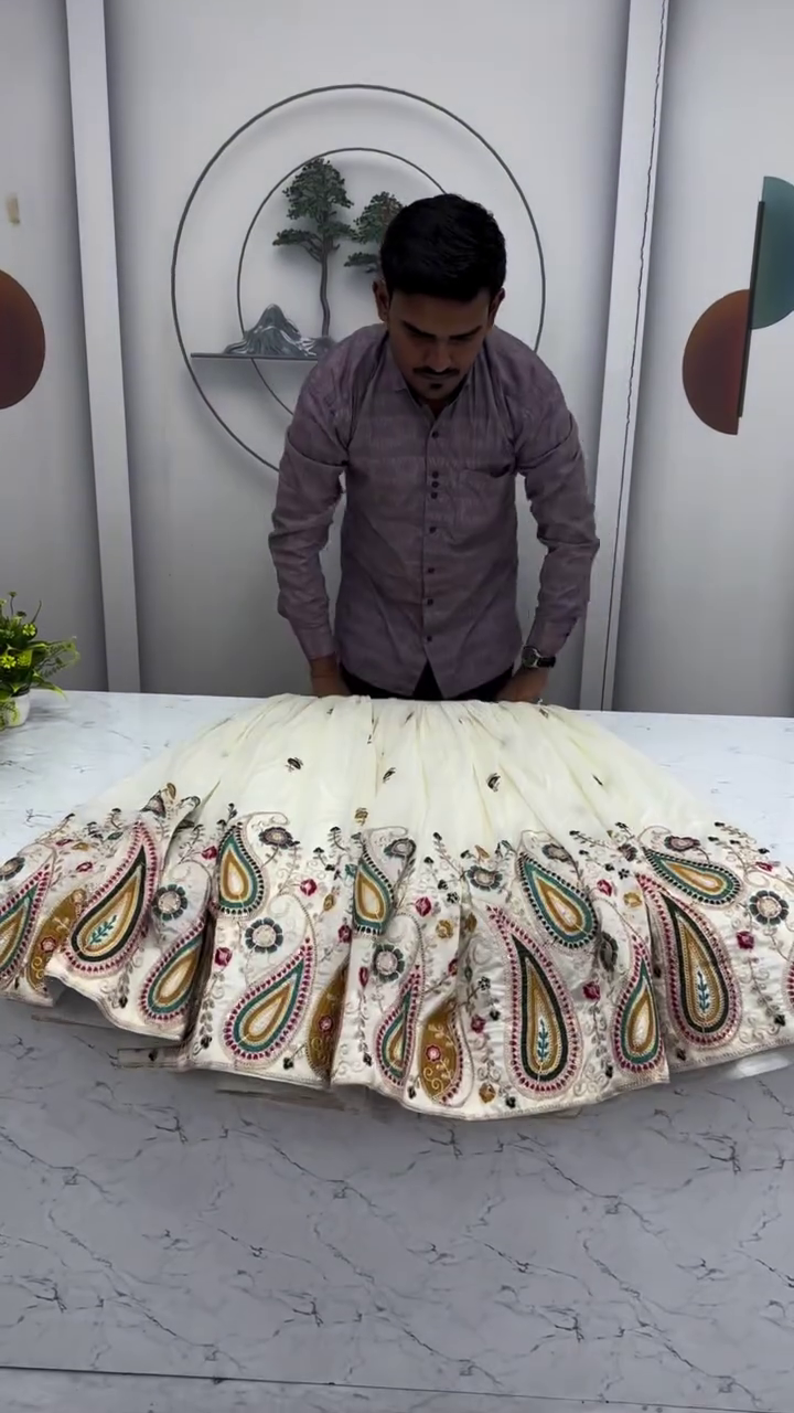 Festive Special Vichitra Embroidery Coding Sequence & Thread Work Lehenga With Stitched Blouse - Image 6