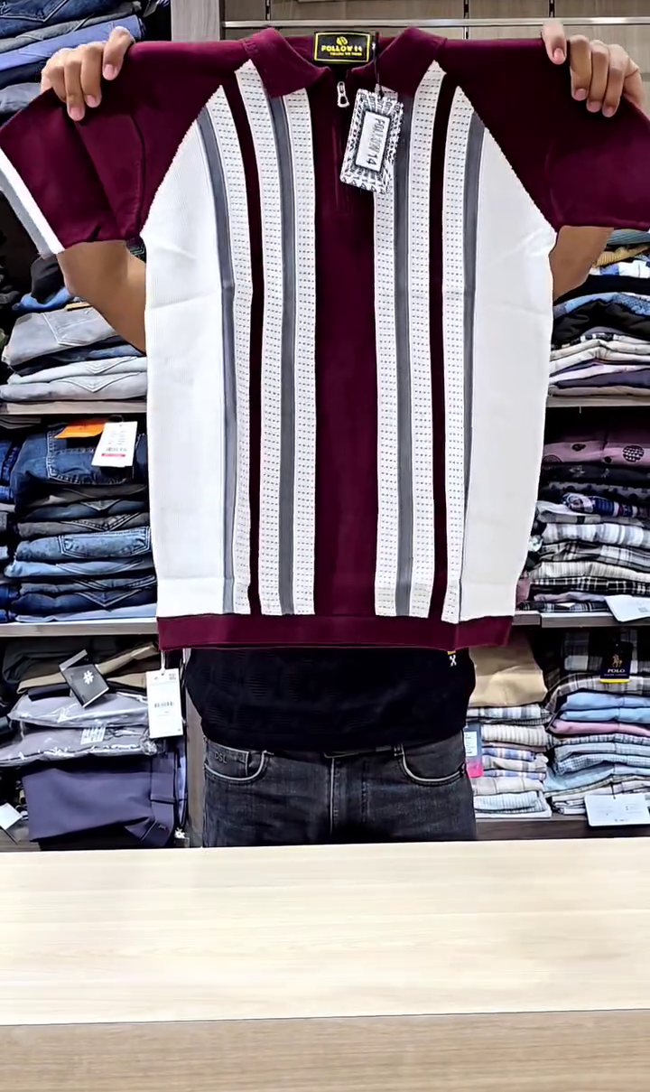 Marr Knitted Zipped Polo Shirt Navy - Image 3