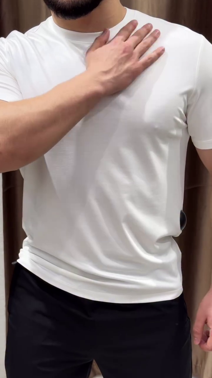 Men White 4-Way Stretch Wrinkle-Free T-shirt