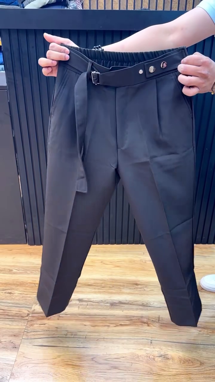 Men Coffee Brown Straight Fit Formal Trousers - Image 7