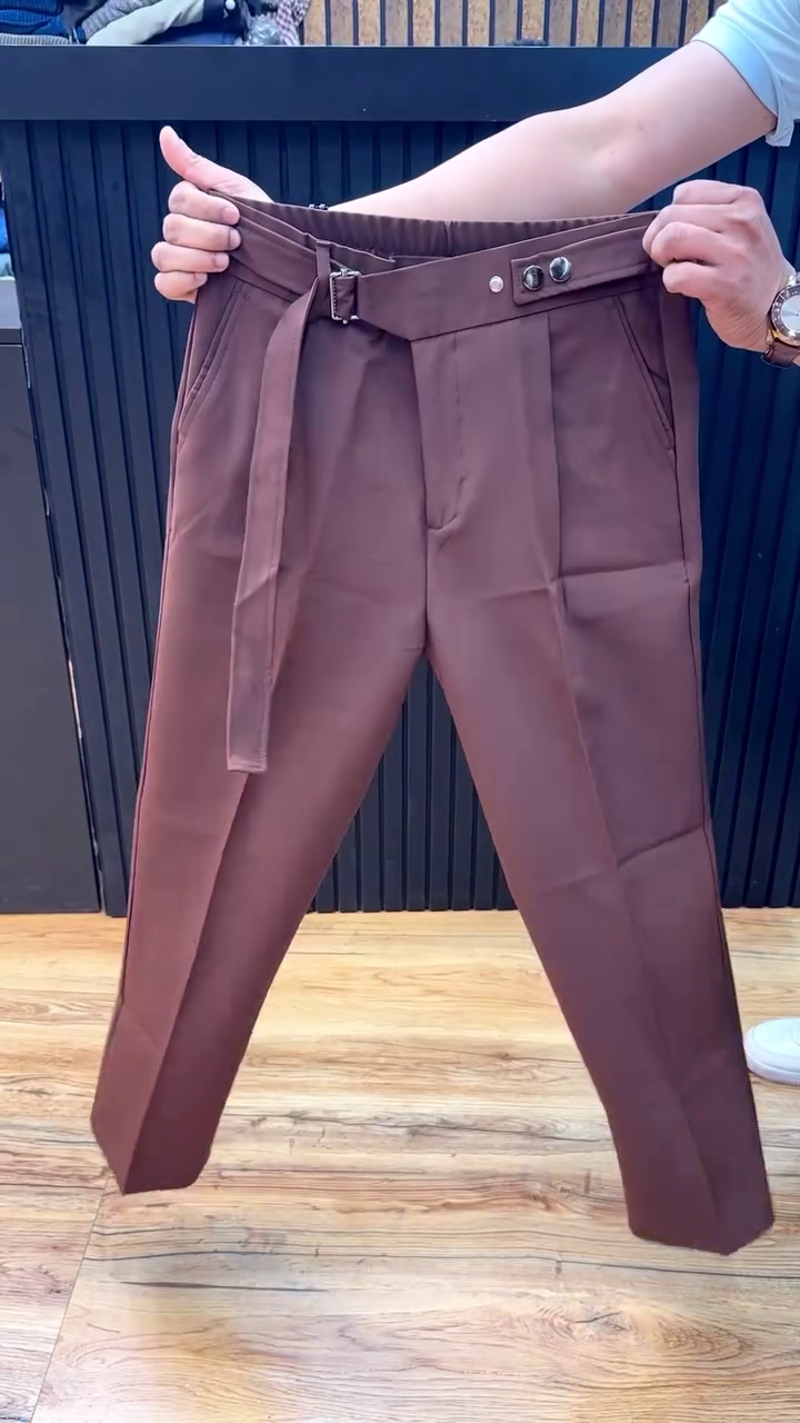 Men Coffee Brown Straight Fit Formal Trousers - Image 6