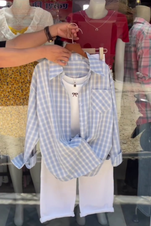 Women Beige Checked Cotton Blend Tops