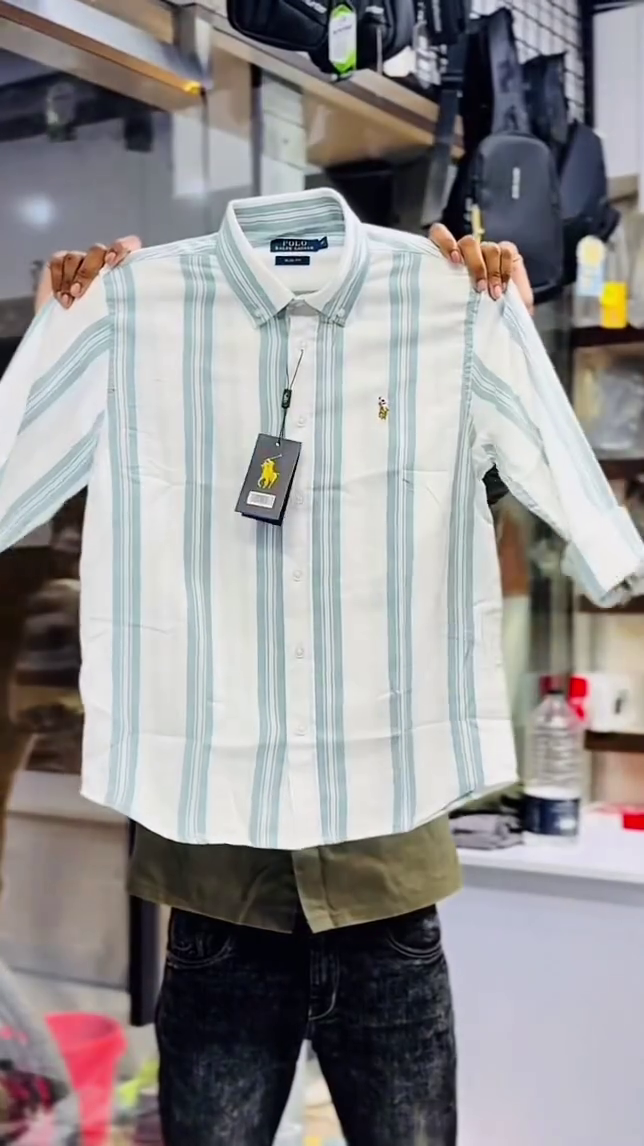 Men Slim Fit Vertical Striped Spread Collar Pure Cotton Shirt