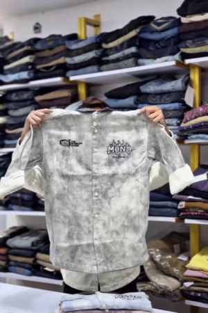 Men Abstract Printed Spread Collar Cotton Casual Shirt