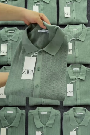 Self Striped With Open Knits Pure Cotton Casual Shirt